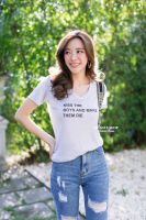 ป้ายแท้ Gi-ants เสื้อยืด คอวีใหญ่สกรีน ผ้าสลาฟ สกรีน KISS T-SHIRTNISTA