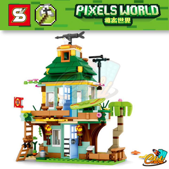 ตัวต่อ-pixels-world-บ้านพักชายทะเล-แบบ-3-in-1-sy5605-จำนวน-450-ชิ้น