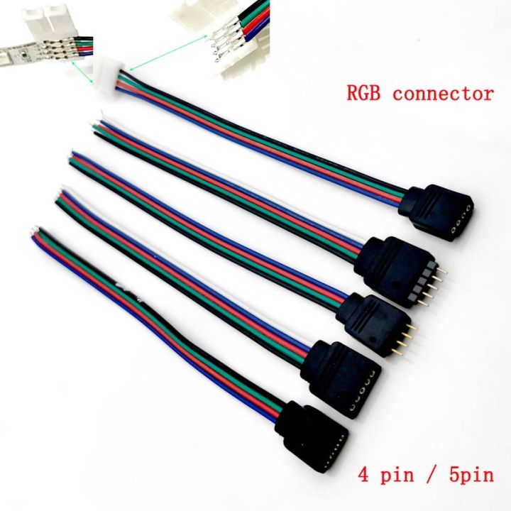 5pcs 4pin 5pin Led Cable Male Female Connector Adapter Wire For 5050 3528 Smd Rgb Rgbw Led Strip 