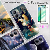 2 IN 1สำหรับ Realme เคส C33เคสโทรศัพท์ซิลิโคนพร้อมปกป้องหน้าจอเซรามิกกระจกแบบเทมเปอร์โค้ง