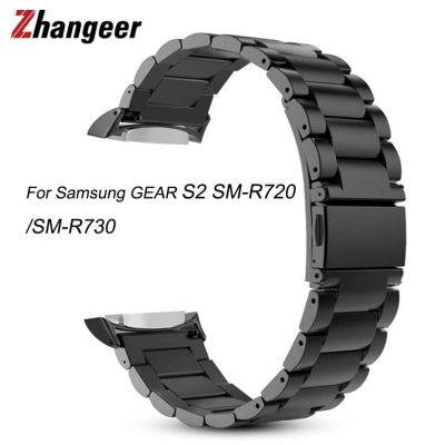✐✘ สแตนเลสสตีลสำหรับ Samsung GEAR S2 SM-R720/SM-R730 สายรัดข้อมือพร้อมอะแดปเตอร์ Clasp พับนาฬิกาอุปกรณ์เสริม