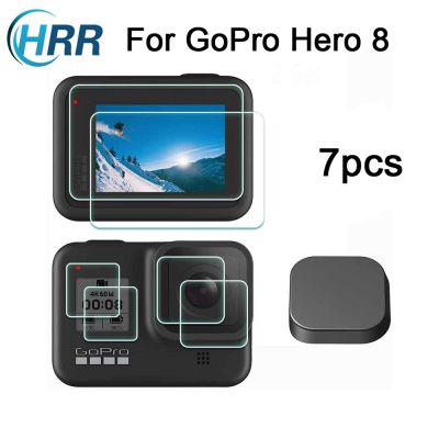 HRR Accessories Kit for GoPro Hero 8 Blcak, Tempered Glass Screen Protector + Lens Cap for Go Pro Hero8 Blcak Action Camera