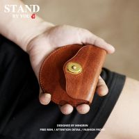 2023 New★ Holvin Handmade Mini Coin Case Student Wallet Mens Leather Buckle Card Holder Womens Short Leather Coin Purse