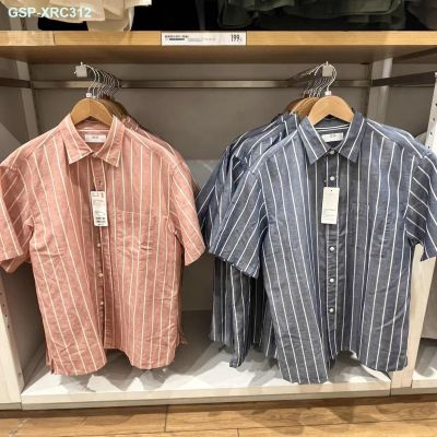 UNIQLO U Home 23 Summer Mens/Womens Leisure Cotton Shirts With Short Sleeves 457775/457774 Cotton Striped Shirt
