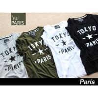 MiinShop เสื้อผู้ชาย เสื้อผ้าผู้ชายเท่ๆ เสื้อวินเทจ ลาย Paris เสื้อผู้ชายสไตร์เกาหลี