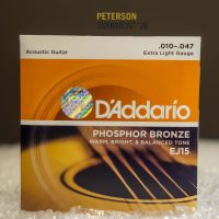 สายกีตาร์โปร่ง Daddario Phosphor Bronze | Acoustic Guitar String .010-.047 | EJ15