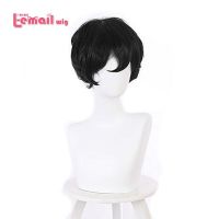 L-Email Wig Synthetic Hair Anime Ranking Of Kings Bojji Cosplay Wig 30Cm Short Black Colly Man Wig Halloween Heat Resistant Wig