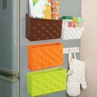 【CW】 Storage Rectangle Magnetic Plastic Fridge Organizer Shelf Rack Refrigerator storage box kitchen plastic organizer