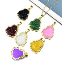 ZZOOI Hot Selling Religious Copper Micro-inlaid Zircon Pendant 7 Colors To Choose Crystal Jade Buddha Pendant Necklace Jewelry Gift