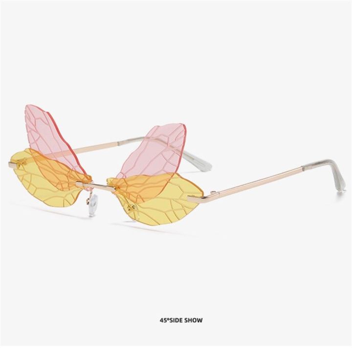 แว่นกันแดดไล่ระดับสีสำหรับผู้หญิง-สำหรับเต้นแว่นกันแดดมีปีกแมลงปอ
