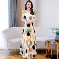 COD DSFGRDGHHHHH PiggyGirl-2022 New Fashion Casual Skirt Long Waist Big Swing Point French Retro Beach Dress Women Tide