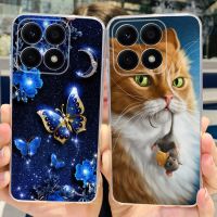 สำหรับ Honor เคส X8a CRT-LX1น่ารักลายแมวผีเสื้อเคสซิลิโคนนิ่มเคสโทรศัพท์สำหรับ Honor เคส X8a ขนาด6.7นิ้ว