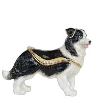 【Hot-Selling】 Jime Shops Border Collie Standing Trinket Box Dog Keepsake Box