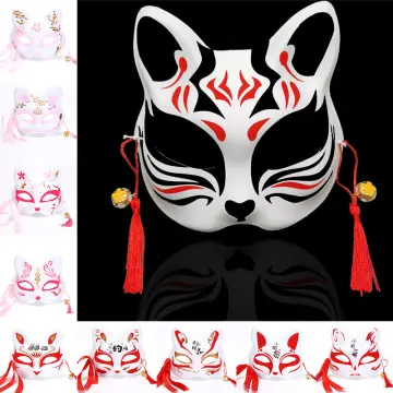 Anime Halloween Foxes Mask Japanese Cosplay Rave Hand-Painted Anime Demon  Slayer Half Face Cat Masks Festival Party Props