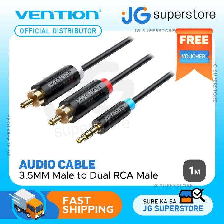 Vention TRS 3.5MM Male to Dual RCA Male Gold Plated (BCL) Audio Cable ...