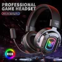 ชุดหูฟังเล่นเกมมีสาย K3 3.5มม. แสง RGB พร้อมไมโครโฟนทับหูฟังสวมหัวสำหรับพีซีแล็ปท็อปเสียงสเตอริโอแบบรอบทิศทางหูฟังเพลง