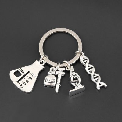 1Pc Chemical Molecular DNA Microscope Keychain Microscope Experiment Equipment Keyring For Student Gift Jewelry Handcraft Key Chains