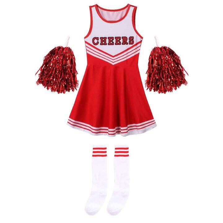 kid-girls-cheerleading-costumes-uniform-sleeveless-letter-print-dance-cosplay-roleplay-dress-with-socks-for-stage-performance