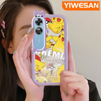 YIWESAN เคสสำหรับ OPPO เคส A17K A17ลายการ์ตูนน่ารักลายปิกาจูเคสมือถือใหม่ซิลิโคนโปร่งใสกันกระแทกสร้างสรรค์เคสใสเลนส์กล้องถ่ายรูปสัตว์ประหลาดน้อยน่ารัก