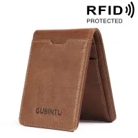 Smartconn Slim leather wallet / credit card holder with folding front pocket with RFID lock business card holder 100% genuine leather