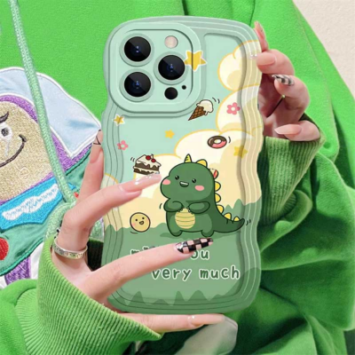 Caiweiqi Cute Phone Case iPhone 14 14 PRO MAX 11 PRO 11 PRO MAX 12 12 PRO 12 PRO MA 13 Pro Max X XR XS MAX 6 6S 7 8 Plus SE 2020 Cartoon Dinosaur Wavy TPU Back Cover