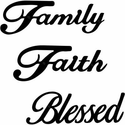 3 Pieces Family Faith Blessed Black Metal Sign Blessed Family Faith Word Sign