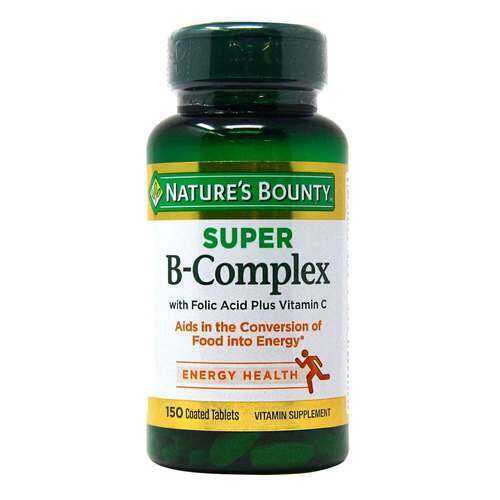 Nature's Bounty Super B - Complex With Folic Acid Plus Vitamin C Energy Health (150 Tablets ...