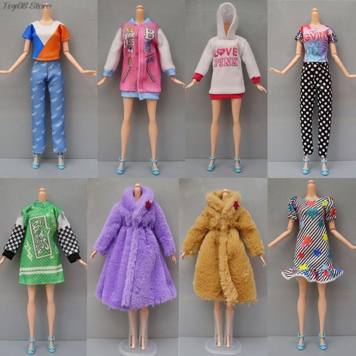 yf-1set-fashion-outfits-for-1-6-skirt-shirt-pants-dollhouse-accessories-30-cm