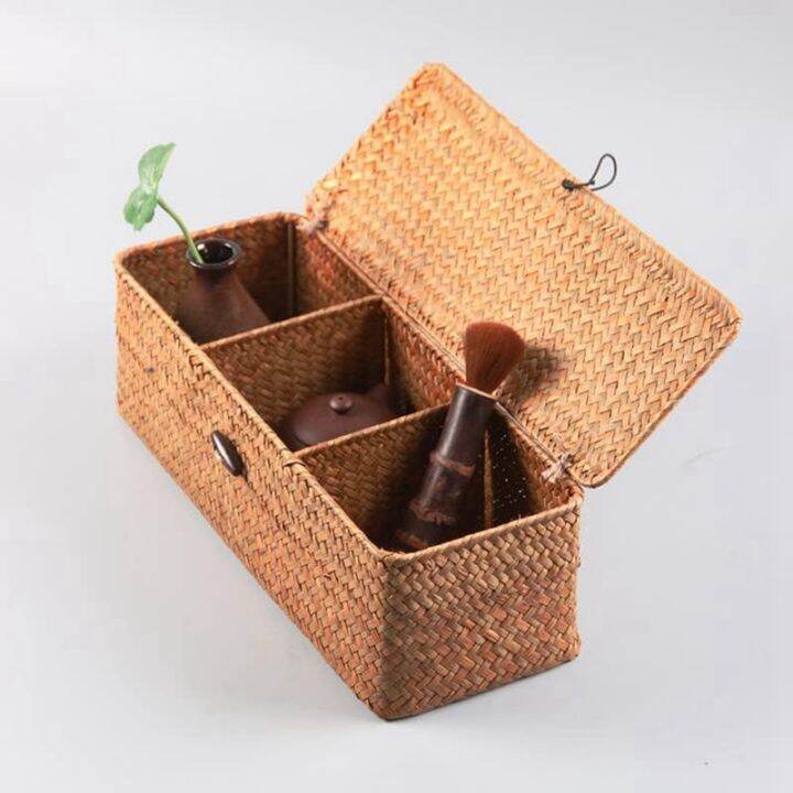 2pcs-storage-basket-hand-woven-creative-rice-table-coffee-table-storage-basket-with-lid