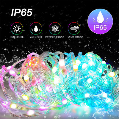 ร้อน2023 RGB IC นางฟ้าแสงสำหรับต้นคริสต์มาสเพลงจังหวะกันน้ำแสงสตริง USB App ควบคุมบลูทูธสำหรับตกแต่งบ้านพรรค