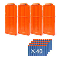 4แพ็ค12-Dart Quick Reload Clip With 40Pcs Dart Refill กระสุนอ่อนสำหรับปืนของเล่น N-Strike Elite Series (สีส้ม)