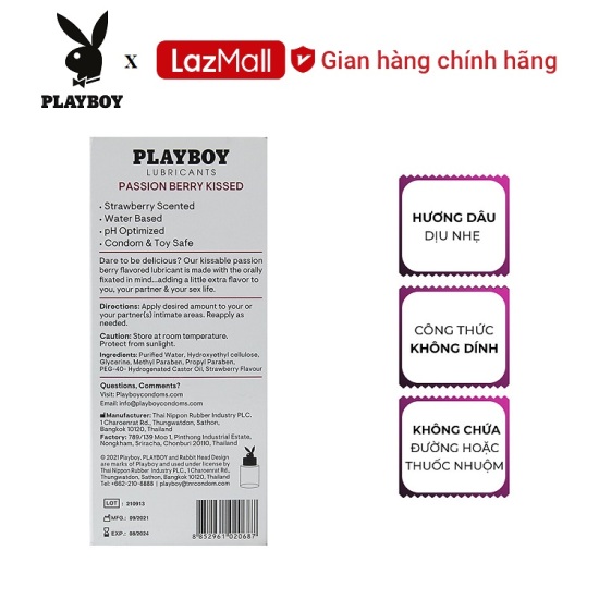 Playboy  gel bôi trơn playboy passion berry kissed 88.7ml - ảnh sản phẩm 3
