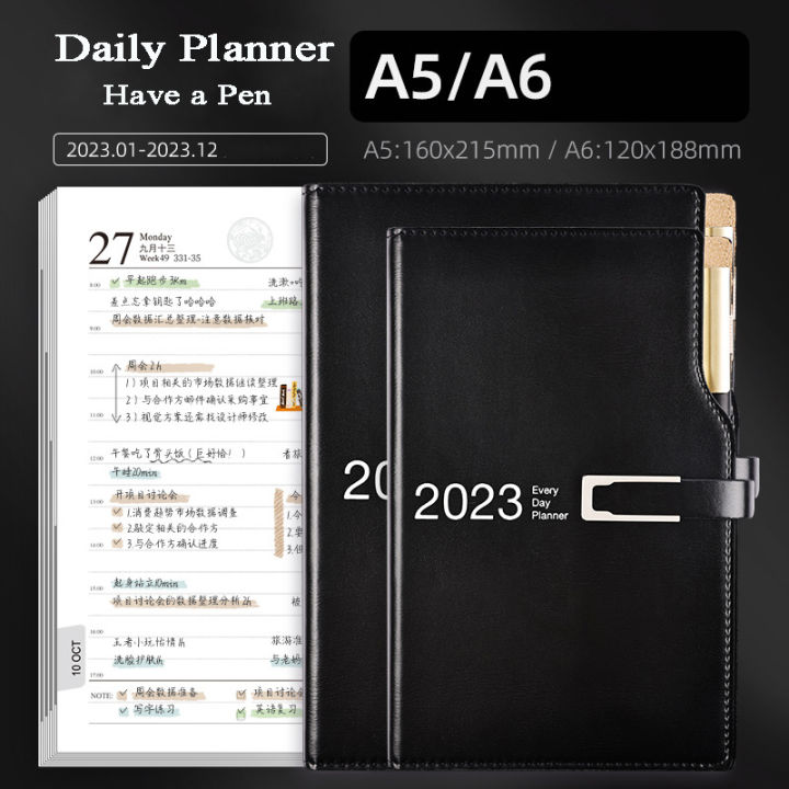 2023วาระออแกไนเซอร์วางแผนรายวันโน๊ตบุ๊ค-a5-a6ไดอารี่แผนรายเดือน-notepad-โรงเรียน-s-ketchbook-สมุดบันทึกนักเรียนวารสาร