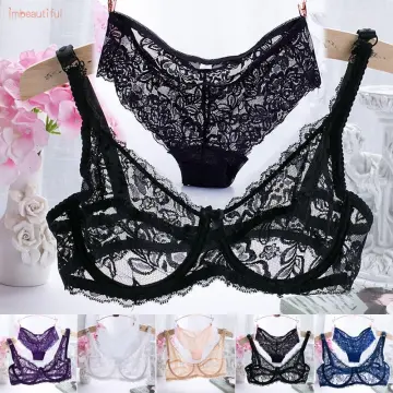 Women Lady Cute Sexy Underwear Satin Lace Embroidery Bra Sets With Panties  A BC