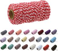 100M/Roll Cotton Bakers Twine String Cord Rope Two-color Cotton Craft Twine Home Textile Gift Packaging Christmas Wedding Decor General Craft