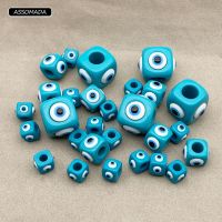 Lucky Evil Eye Beads DIY Square Four Side Blue Eyes For Handmade Pendant Key Chain Ornament Necklace Jewelry Making ASSOMADA DIY accessories and other