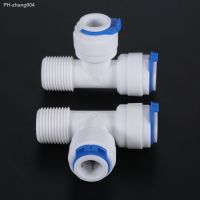 2Pcs 3/8 quot; OD Hose Connection 3/8 quot; BSP Male RO Water Quick Fitting 3 Way Tee Thread Plastic Pipe Coupling Reverse Osmosis System