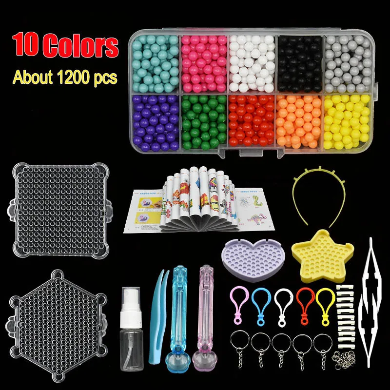 Magic Beads Kits Water Sticky Perler Beados Pegboard Set Fuse Jigsaw Puzzle  Education Toys for Kids