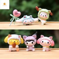 OPHOKJK 5pcs/set คุโรมิ ฟิกเกอร์ Kuromi Melody Action FIGURE Cinnamoroll เมโลดี้ ของเล่นโมเดล Cinnamoroll อุปกรณ์ตกแต่งรถยนต์ ตุ๊กตาพีวีซี ตุ๊กตารุ่น Melody Q เครื่องประดับโต๊ะโต๊ะ