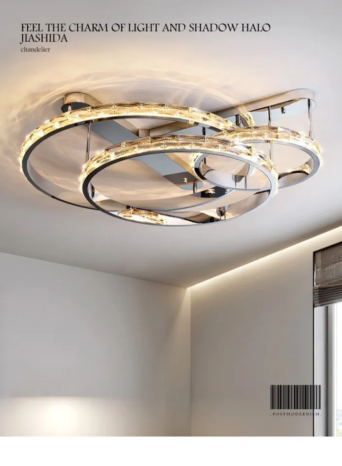 Modern Chrome Metal Circle Led Dimmable Ceiling Lights Living Room ...