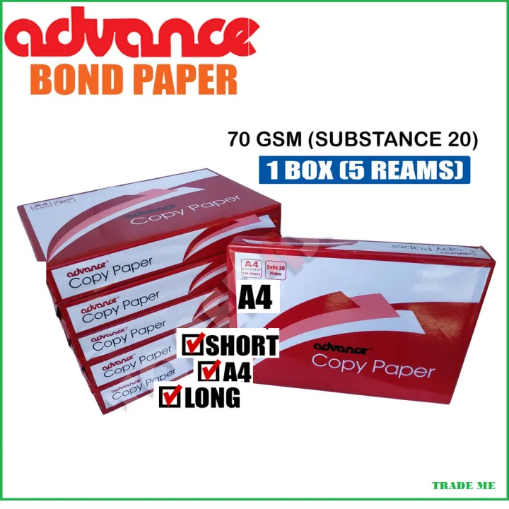 ADVANCE COPY PAPER SUBS. #20- 70gsm | Lazada PH