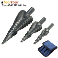 Step Drill Bit Set Nitrogen Nitride High Speed Steel Spiral For Metal Wood Conical Cone Hole Cutter Core Stainless Plastic Sheet