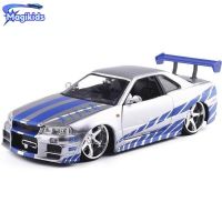 All Jada 1:24 Fast and Furious Nissan Skyline GTR R34 Mitsubishi Diecast Metal Alloy Model Car Toys for kids Toy Gift Collection Die-Cast Vehicles