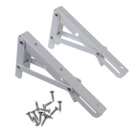 ✜☜ 2 Pcs Stainless Steel Wall Mounted Brackets Sturdy Folding Shelf Brackets Space Saving for DIY Table Work for BENCH