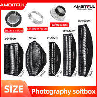 AMBITFUL 60x90cm 22x90cm 30x120cm 35x160cm 95cm สี่เหลี่ยมผืนผ้ารังผึ้งตาข่ายแสงกล่องอ่อนสำหรับ Godox Aputure Yongnuo Bowens Mount Studio Softbox