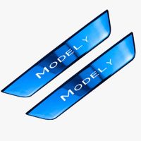 2022 ModelY ฝาครอบตกแต่งธรณีประตูสำหรับ Tesla รุ่น Y 2021อุปกรณ์เสริมแถบป้องกันเหยียบรุ่น Y คาร์บอนไฟเบอร์