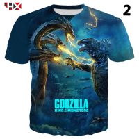 เสื้อยืดแขนสั้นพิมพ์ลาย Godzilla : King Of The Monster 3 D สําหรับผู้ชายเสื้อยืดลายทาง