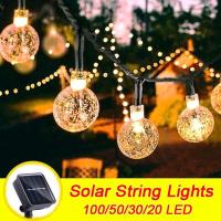 Waterproof Solar Crystal Ball Christmas Garden Solar Lamp Power LED Waterproof String Fairy Lights Outdoor