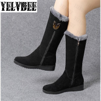 Warm Chelsea High Boots Women 2021 New Winter Shoes Woman Flats Fashion Gladiator Motorcycle Plush Boots Suede Fur Zapatos Mujer