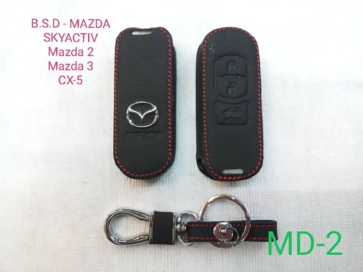 AD.ซองหนังสีดำใส่กุญแจรีโมทตรงรุ่น MAZDA Skyactiv mazda 2/mazda 3/CX-5(MD2)